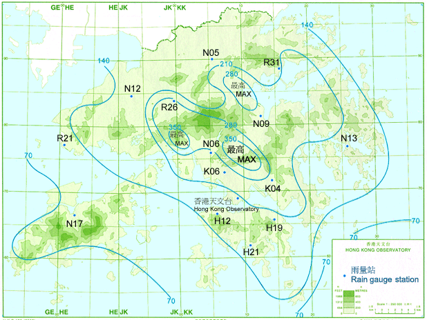 Rainfall distribution on 22-27 September 2005