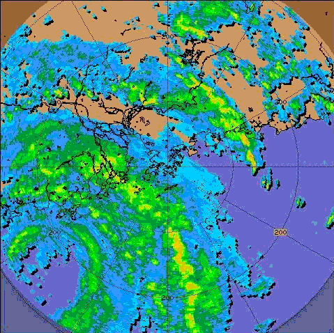 Radar echoes captured at 2 p.m. on 3 August 2006 of Prapiroon.