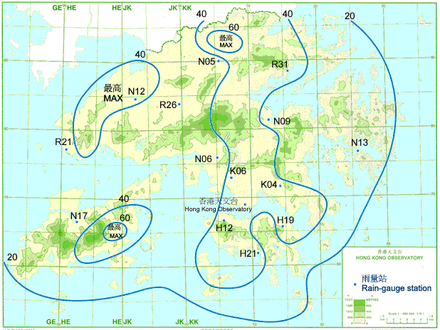 Rainfall distribution on 9 - 10 August 2006