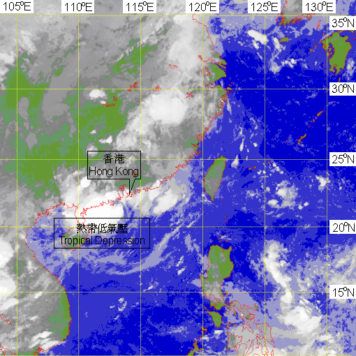 Infra-red imagery at around 2 a.m. on 25 August 2006 of the tropical depression. 