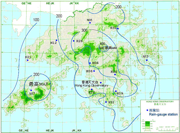Rainfall distribution on 12 - 13 September 2006