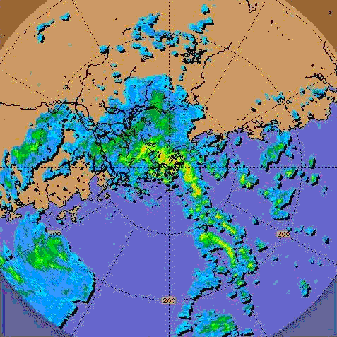 Radar echoes captured at 9:30 a.m. on 13 September 2006 of the tropical depression.