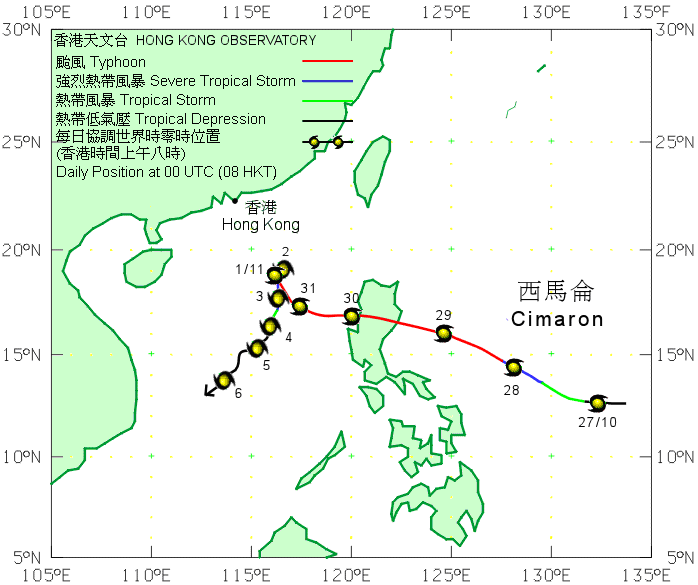 Track of Cimaron (0619) on 27 October - 6 November 2006