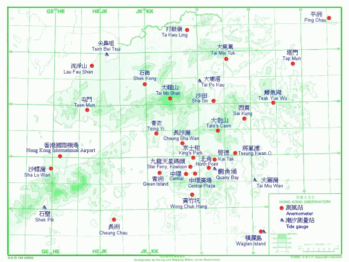 LOCATIONS OF ANEMOMETERS AND TIDE GAUGE STATIONS MENTIONED IN THIS
PUBLICATION