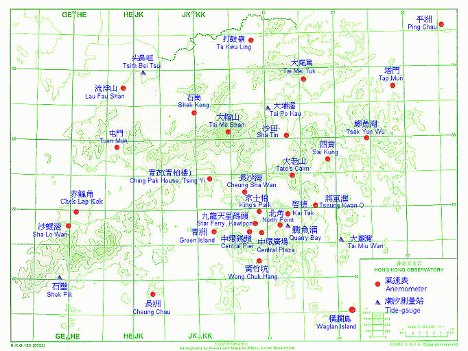 LOCATIONS OF ANEMOMETERS AND TIDE GAUGE STATIONS MENTIONED IN THIS
PUBLICATION