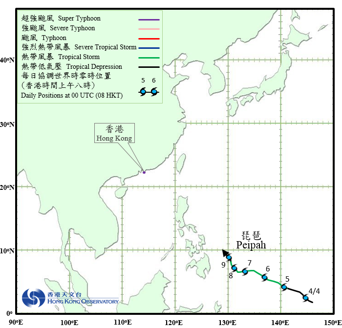 Track of Tropical Storm Peipah (1404)