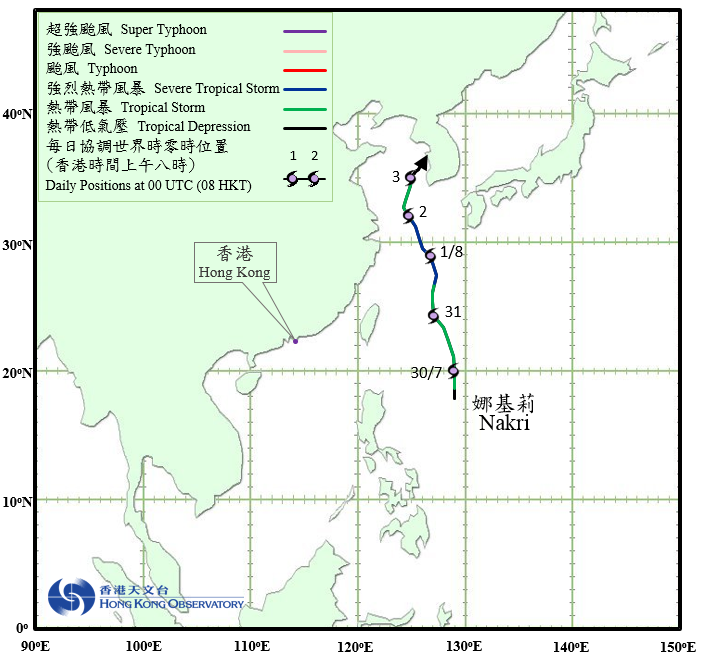 Track of Severe Tropical Storm Nakri(1412)
