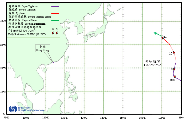 Track of Super Typhoon Genevieve (1413)
