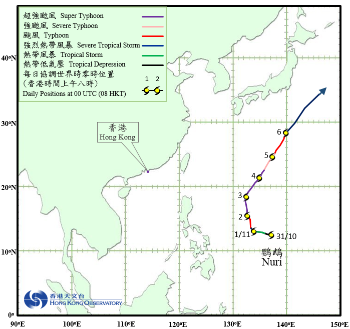 Track of Super Typhoon Nuri (1420)