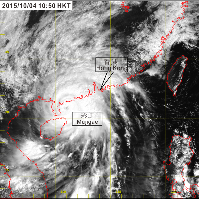 Visible satellite imagery around 10:50 a.m. on 4 October 2015