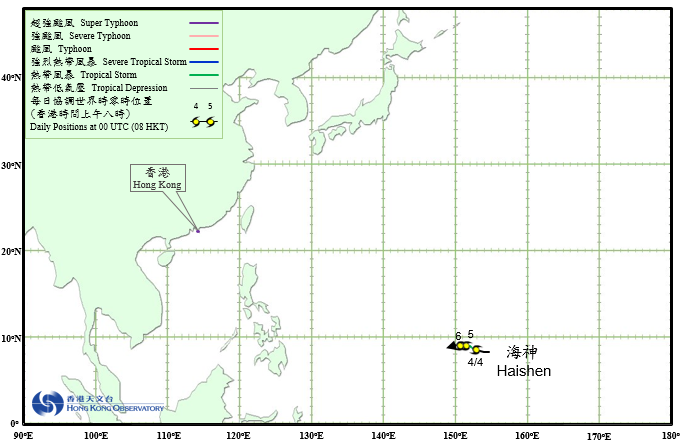 Track of Tropical Storm Haishen (1505)
