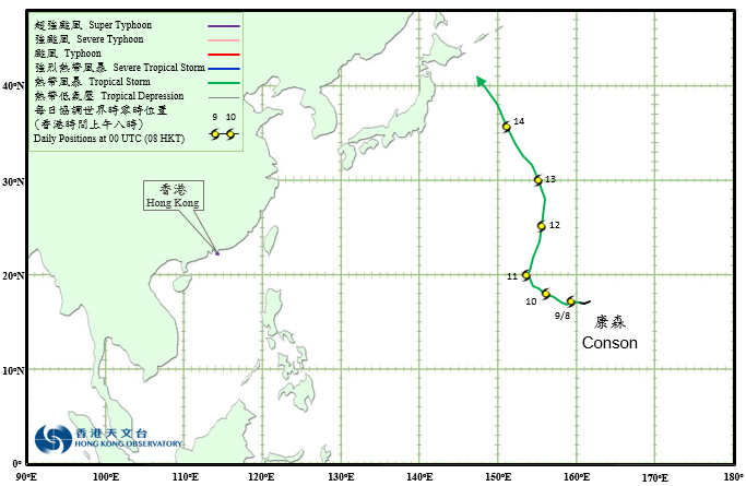 Track of Tropical Storm Conson