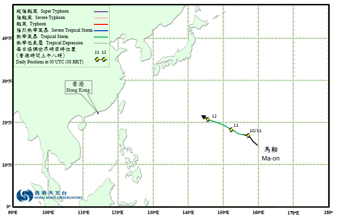 Track of Tropical Storm Ma-on