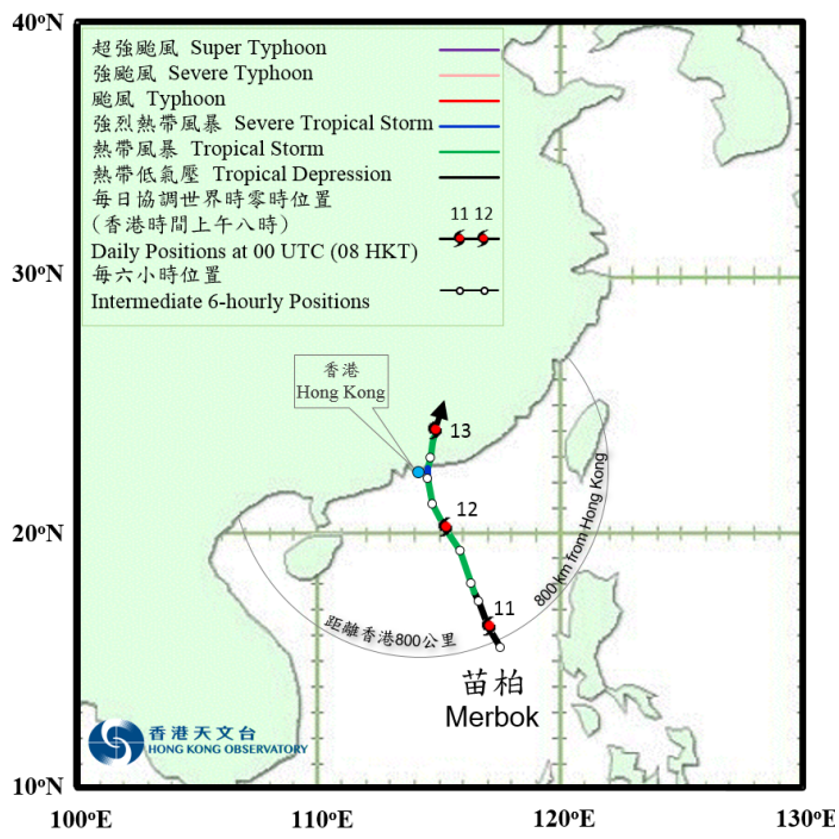 Track of the Merbok on 11 – 13 June 2017.