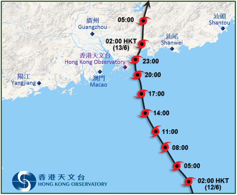 Track of Merbok near Hong Kong.