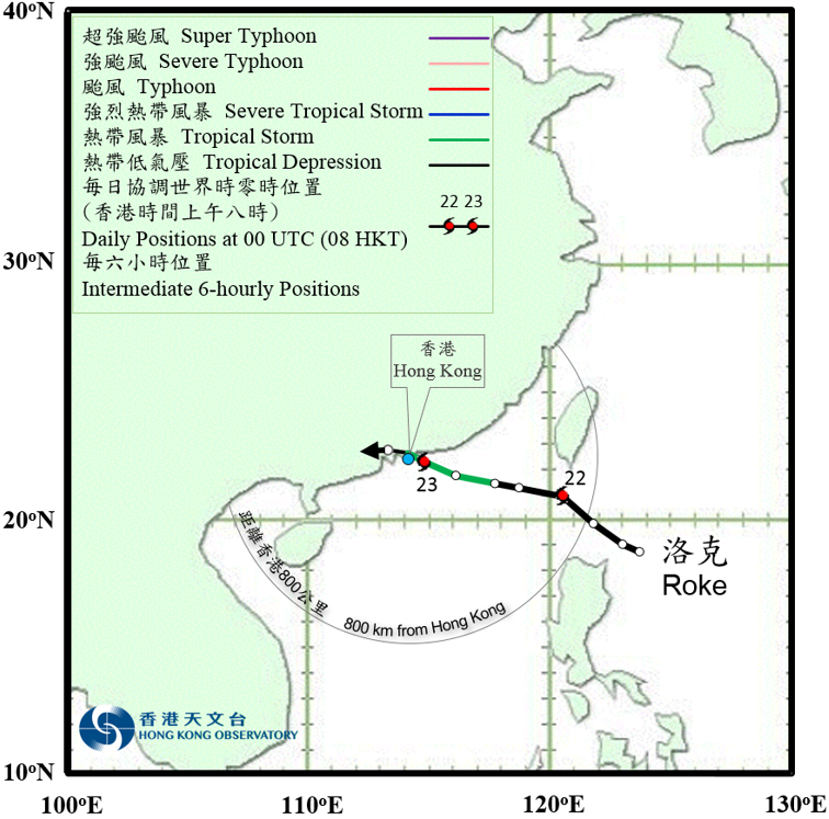 Track of Roke on 21 – 23 July 2017.