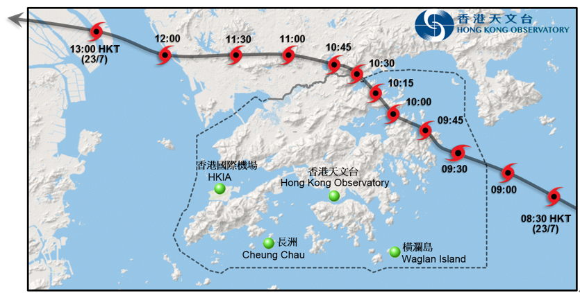 	Track of Roke moving across Hong Kong.