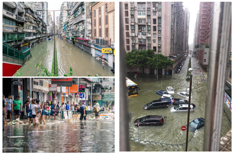 Serious flooding in Macao under the influence of storm surge. (Photos courtesy of Tomas Choi and Denise Lau