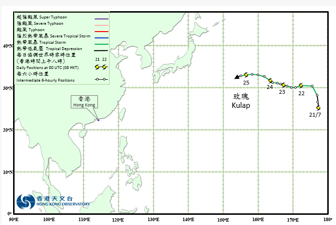 Track of Tropical Storm Kulap