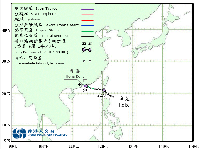 Track of Tropical Storm Roke