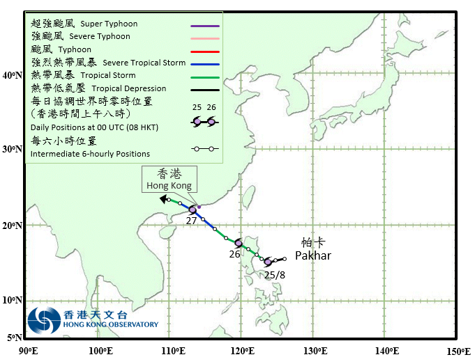 Track of Tropical Storm Sonca