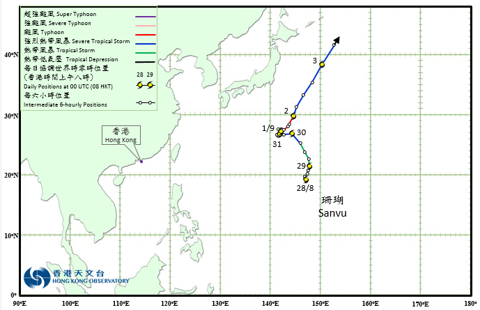 Track of Typhoon Sanvu