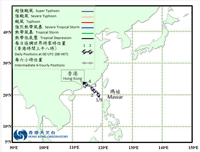 Track of Severe Tropical Storm Mawar