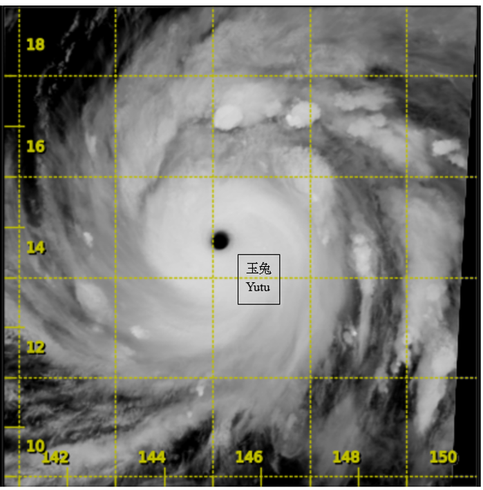 二零一八年十月二十四日下午8時超強颱風玉兔(1826)的紅外線衛星圖片