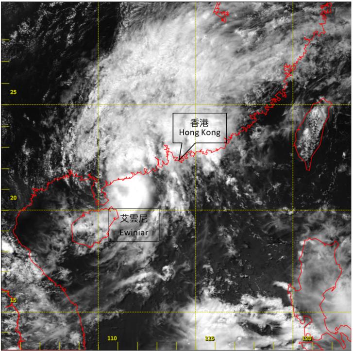 Visible satellite imagery around 2 p.m. on 7 June 2018.