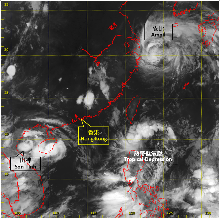 Infra-red satellite imagery around 2 a.m. on 22 July 2018.