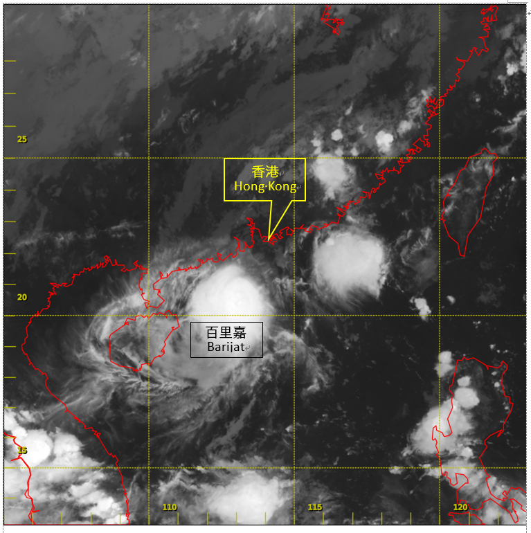 二零一八年九月十二日下午8時的紅外線衛星圖片。