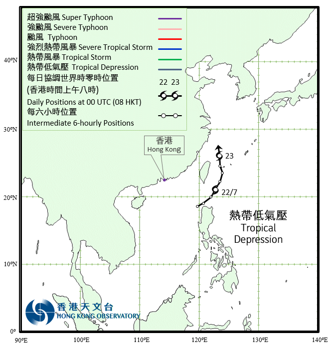 熱帶低氣壓的路徑圖