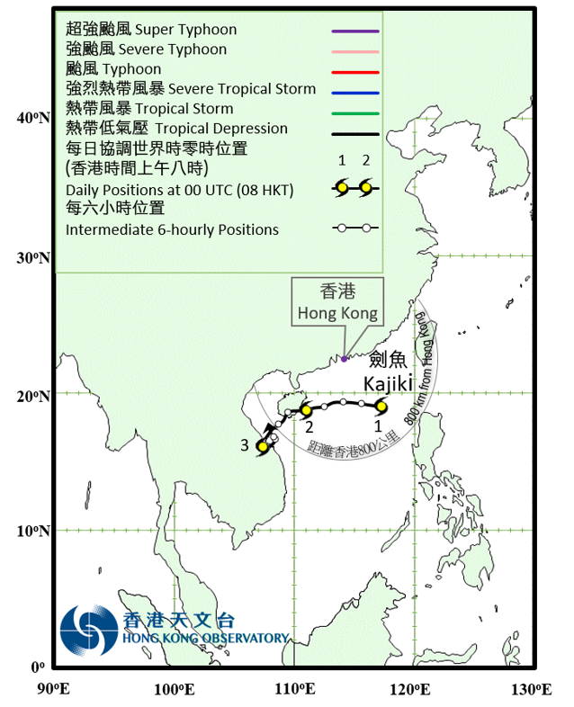 Track of Kajiki on 1 – 4 September 2019.