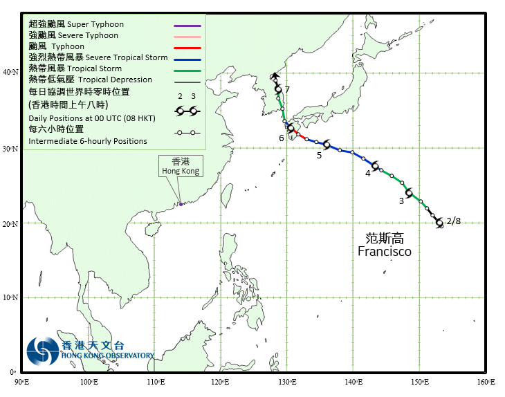 Track of Typhoon Francisco