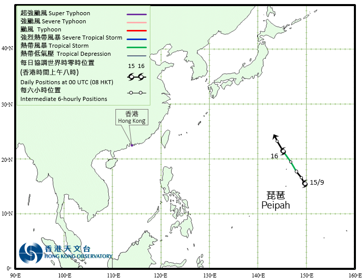 Track of Tropical Storm Peipah