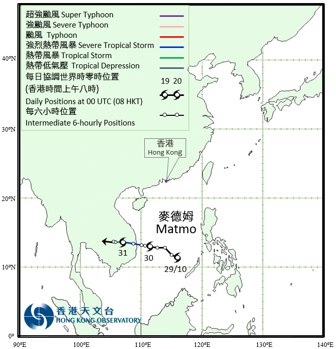 Track of Severe Tropical Storm Matmo