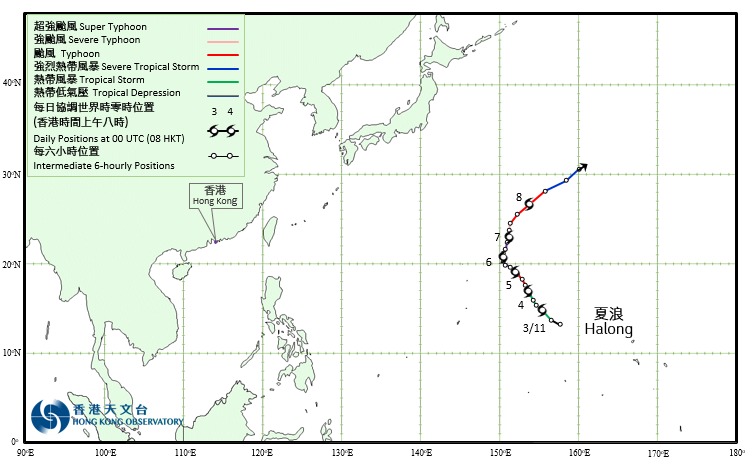 Track of Super Typhoon Halong