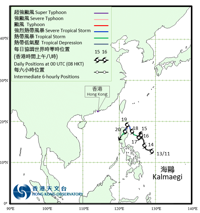 台风海鸥的路径图