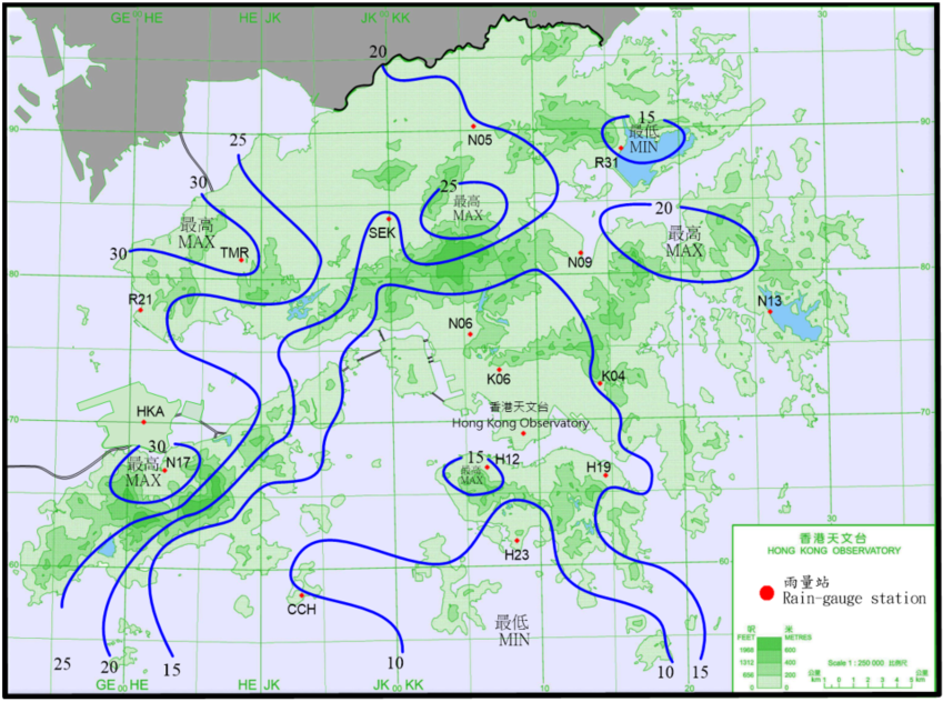 Rainfall distribution on 20 – 21 December 2021 (isohyets are in millimetres)