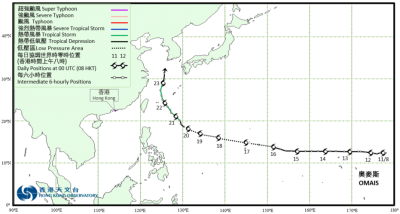 Track of Tropical Storm Omais (2112)