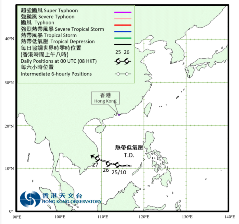 Track of Tropical Depression (24 – 27 October)