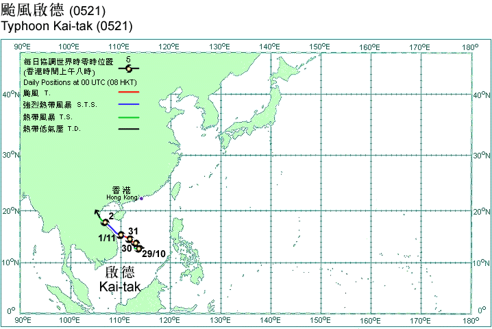 Track of Typhoon Kai-tak