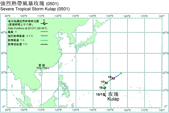 Track of Severe Tropical Storm Kulap