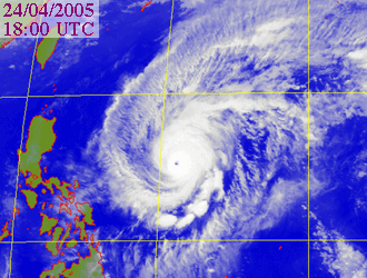 Satellite picture of Typhoon Sonca