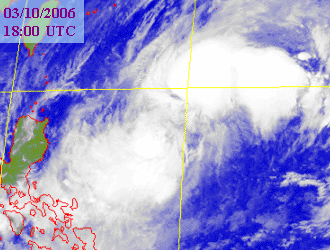 Satellite picture of Tropical Storm Bebinca