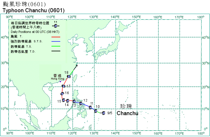 Track of Typhoon Chanchu
