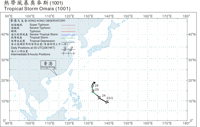 Track of Tropical Storm Omais