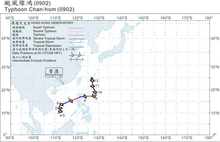 Track of Typhoon Chan-hom