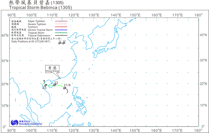 Track of Tropical Storm Bebinca (1305)