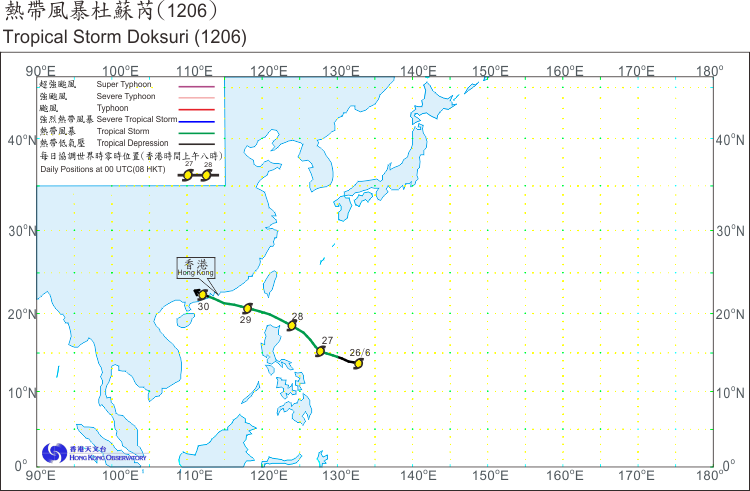 Track of Severe Tropical Storm Doksuri(1206)
